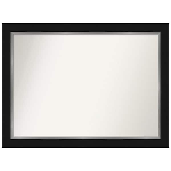 Amanti Art Eva Black Silver 43.5 in. W x 32.5 in. H Non-Beveled Bathroom Wall Mirror in Black, Silver