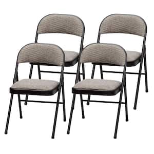 Black Metal Fabric Padded Folding Chair (Set of 4)