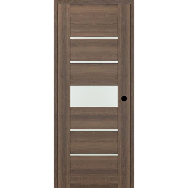 Belldinni Vona 07-06 DIY-Friendly 32 in. x 80 in. Left-Hand Frosted Glass Pecan Nutwood Wood Composite Single Swing Interior Door