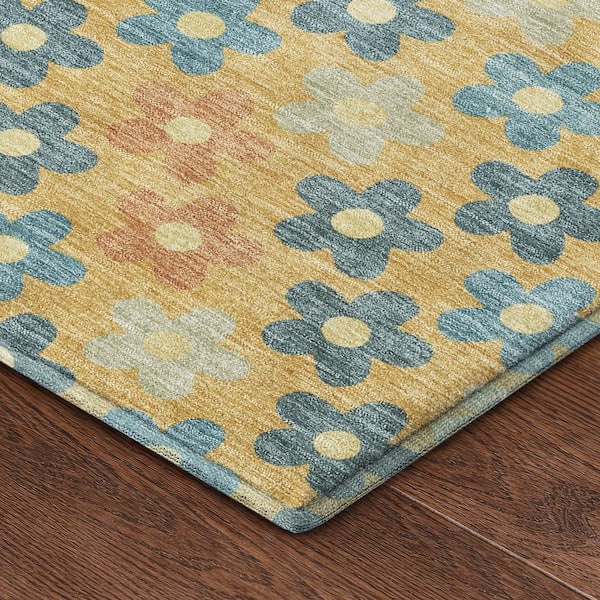 Mayfield Premium Machine Washable Abstract AMF2569 Gold 2 ft. x 3 ft. Accent Rug