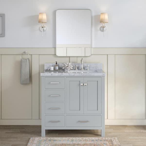 Aurora Blue 37 in. Vanity with Carrara Top