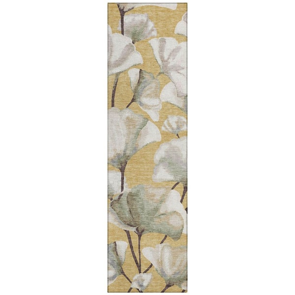 Chantille Machine Washable Indoor/Outdoor Abstract ACN2405 Gold 2 ft. x 7 ft. Runner Rug