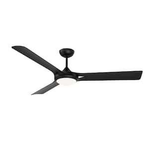 Ori 60 in. Outdoor Black Standard Ceiling Fan with True White Integrated LED with Remote Included