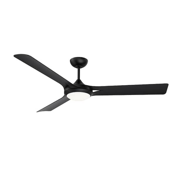 Kendal Lighting Ori 60 in. Outdoor Black Standard Ceiling Fan with True White Integrated LED with Remote Included