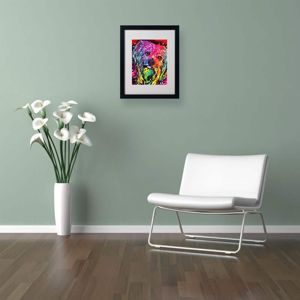 Vibrant Yorkie Pop Art Canvas Print in Black Frame