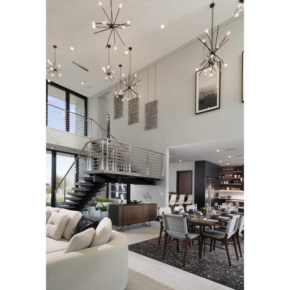 Antique Bronze Sputnik 8-Light Chandelier with Brass Accents