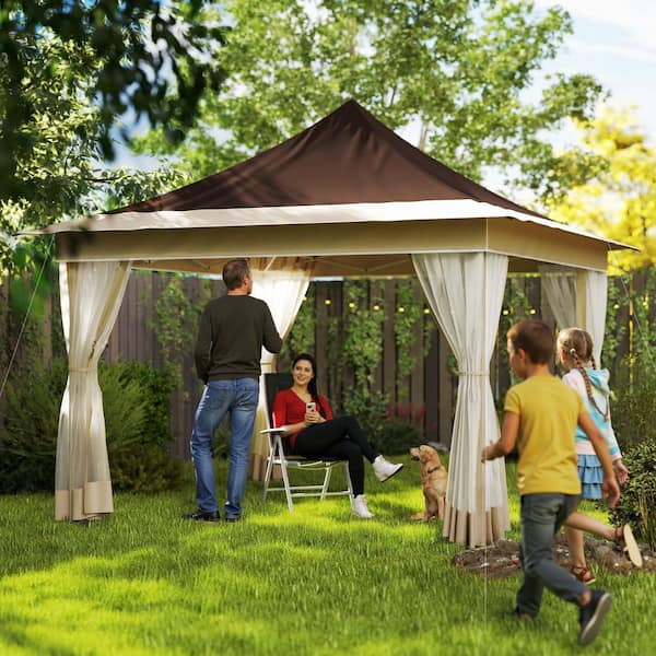 12x12 Ft Pop Up Canopy Tent, Heavy Duty Metal Frame Outdoor Gazebo