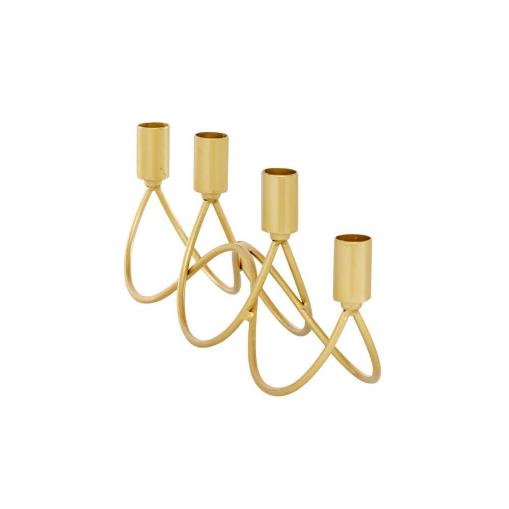 Gold Metal 4-Holder Arched Contemporary Candelabra