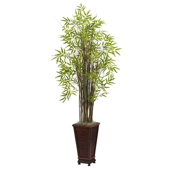 Nearly Natural 5.5 ft. Grass Bamboo Plant with Decorative Planter-6746 ...