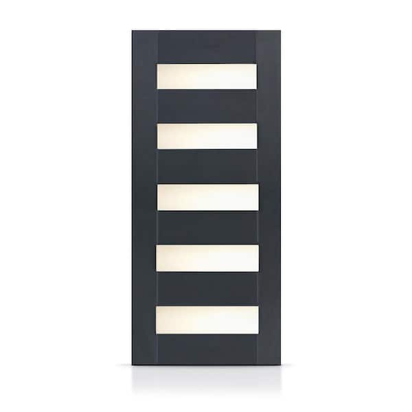30 in. x 84 in. Reversible Frosted Glass Black Modern Exterior Fiberglass Front Door Slab