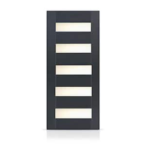 36 in. x 84 in. Reversible Frosted Glass Black Modern Exterior Fiberglass Front Door Slab Door Slab Only