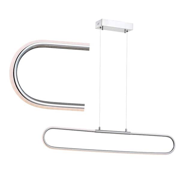 Ned 39 in. Dimmable Adjustable Integrated LED Chrome Metal Linear Pendant
