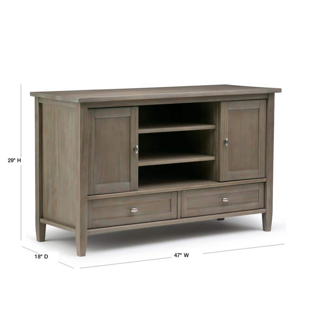 Distressed Gray Pine 47" TV Cabinet with Adjustable Shelves