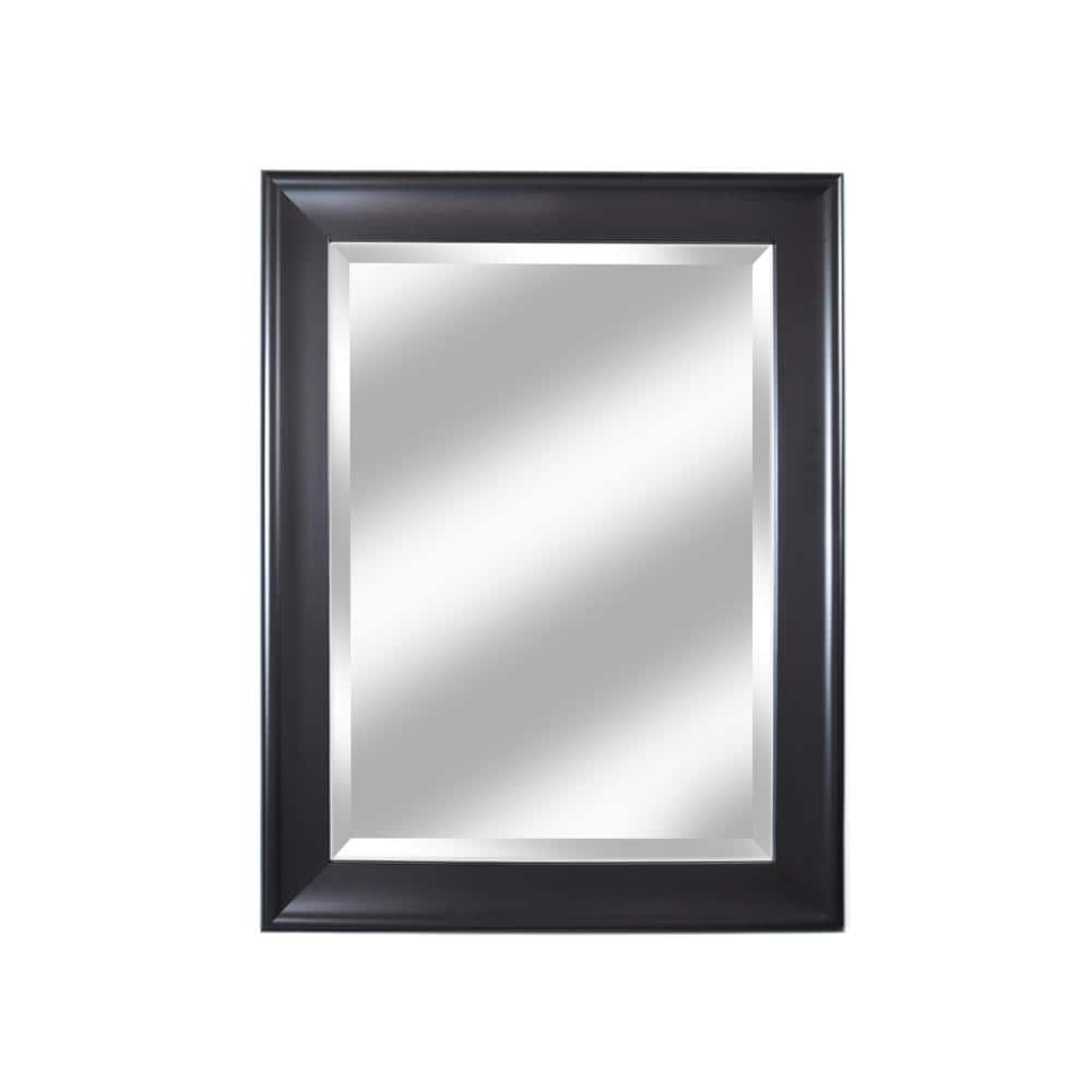 Medium Rectangle Black Matte Beveled Glass Contemporary Mirror (27 in. H x 