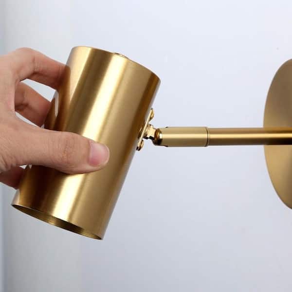 Zompoo Modern 1 Light Gold Plug in Wall Sconces with Swing Arm