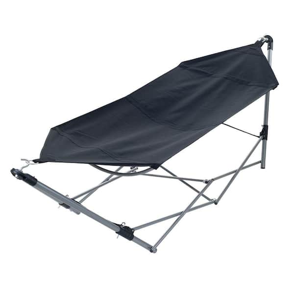 Pure Garden 8 ft. Portable Hammock with 9 ft. Frame Stand and Carrying Bag in Black