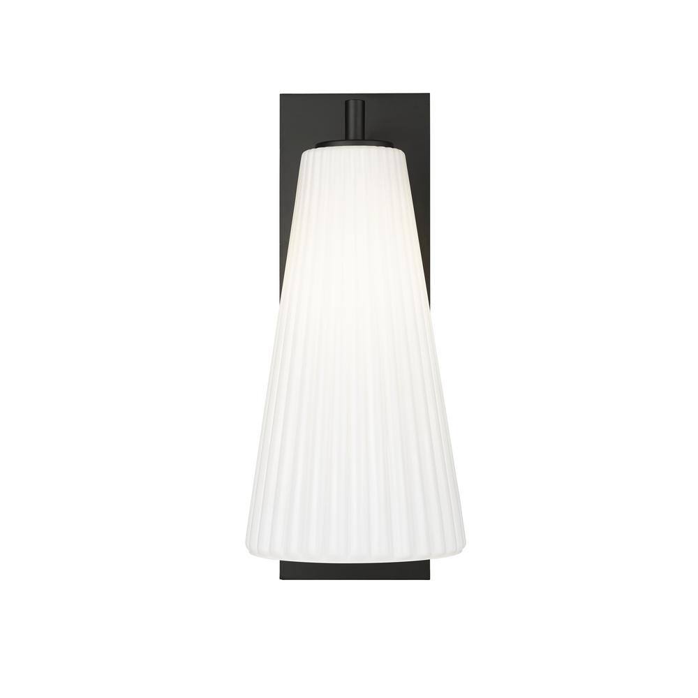Matte Black Fluted Glass Dimmable Wall Sconce