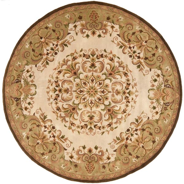 SAFAVIEH Heritage Beige/Green 8 ft. x 8 ft. Round Border Area Rug