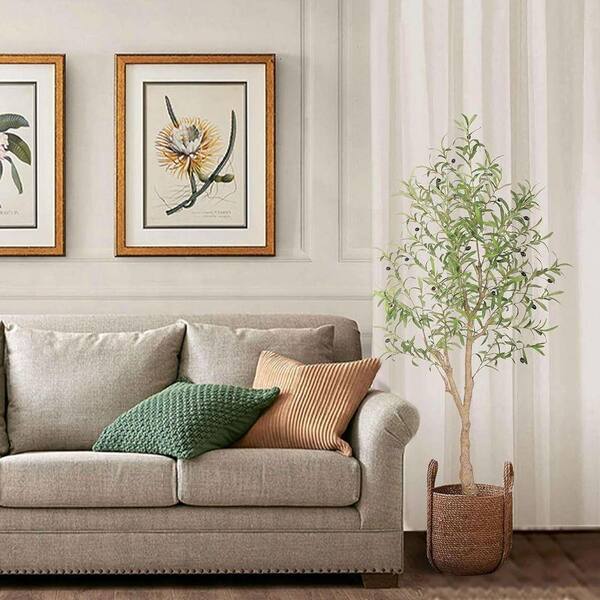 5 ft. Artificial Olive Tree in Pot with Realistic Leaves and