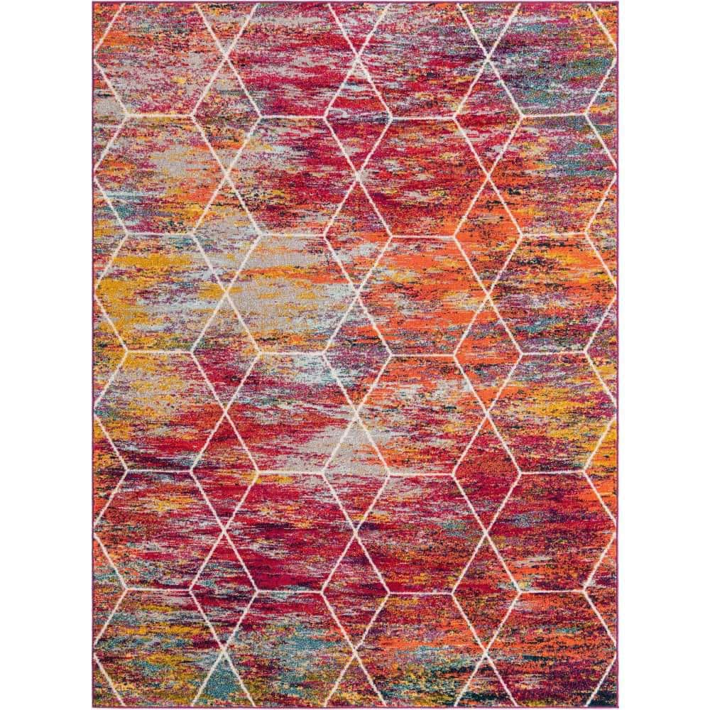 Trellis Frieze Multi 9 ft. x 12 ft. Geometric Area Rug price history on PriceWatchPro
