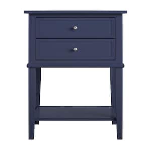 Queensbury 28 in. Navy Accent Table with 2-Drawers