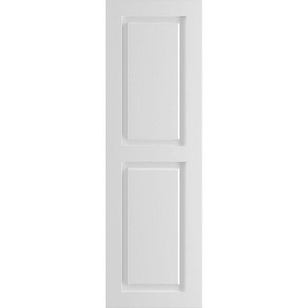 Ekena Millwork 12" x 29" True Fit PVC Two Equal Raised Panel Shutters, White (Per Pair)