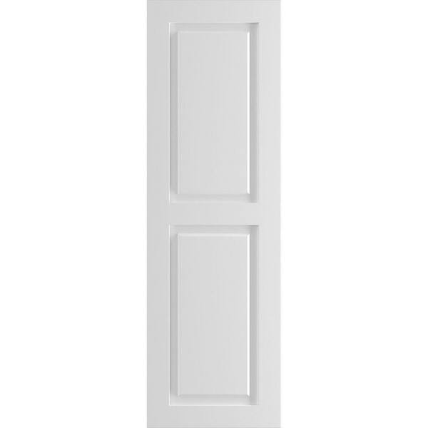 Ekena Millwork 18" x 51" True Fit PVC Two Equal Raised Panel Shutters, White (Per Pair)