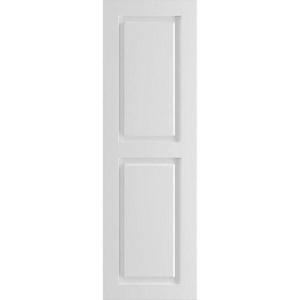 Ekena Millwork 18" x 60" True Fit PVC Two Equal Raised Panel Shutters, White (Per Pair)