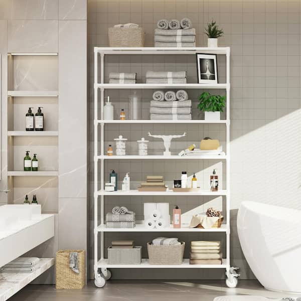 FUNKOL 7-Tier Heavy Duty Steel Wire Shelving Unit in Black with Adjustable Shelves (18 in. W x 48 in. H x 82 in. D)