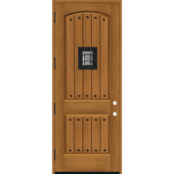 Steves & Sons 36 in. x 96 in. 2-Panel Right-Hand/Outswing Autumn Wheat Stain Fiberglass Prehung Front Door with 4-9/16 in. Jamb Size