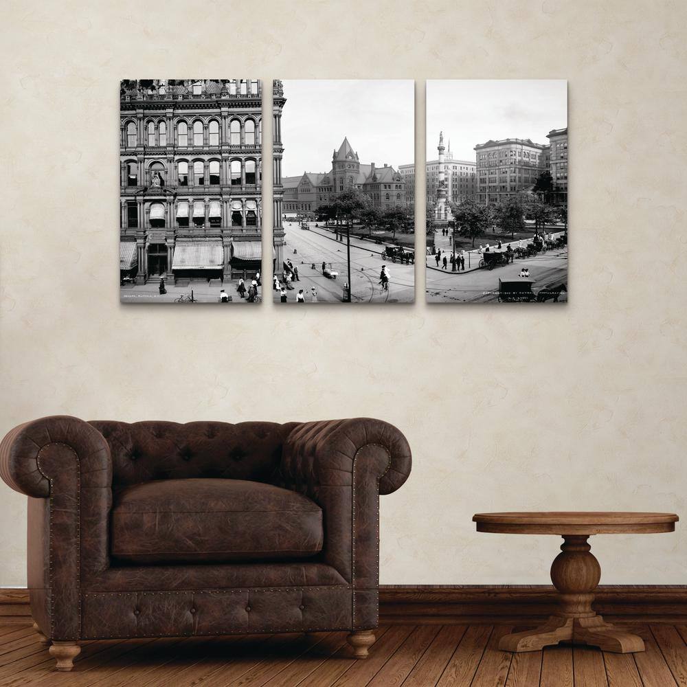 Vintage Black and White Buffalo Panorama Canvas Print Set