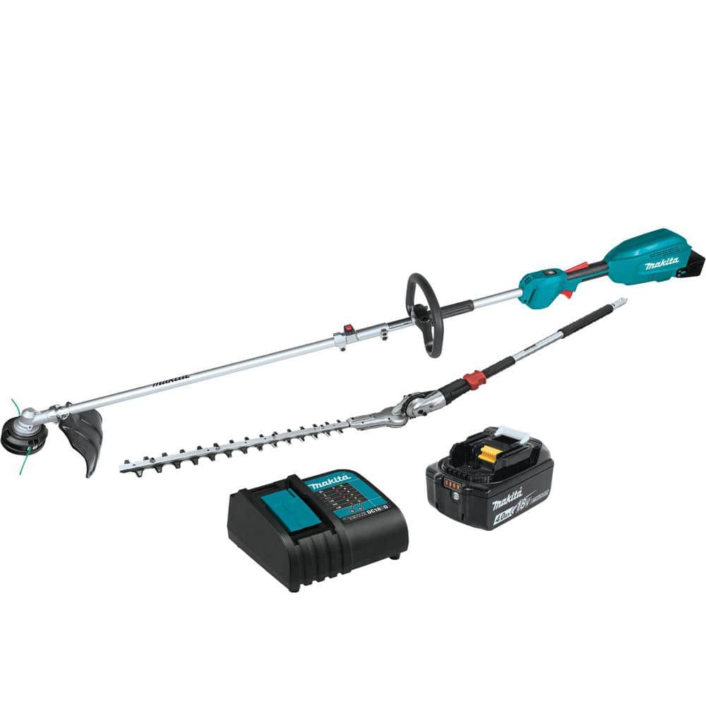 Makita LXT 18V Brushless Cordless Couple Shaft Power Head Kit w/13"" String Trimmer & 20"" Hedge Trimmer Attachments (4.0Ah) -  XUX02SM1X2