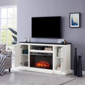 Hollam 67 in. Electric Fireplacce in White and Black