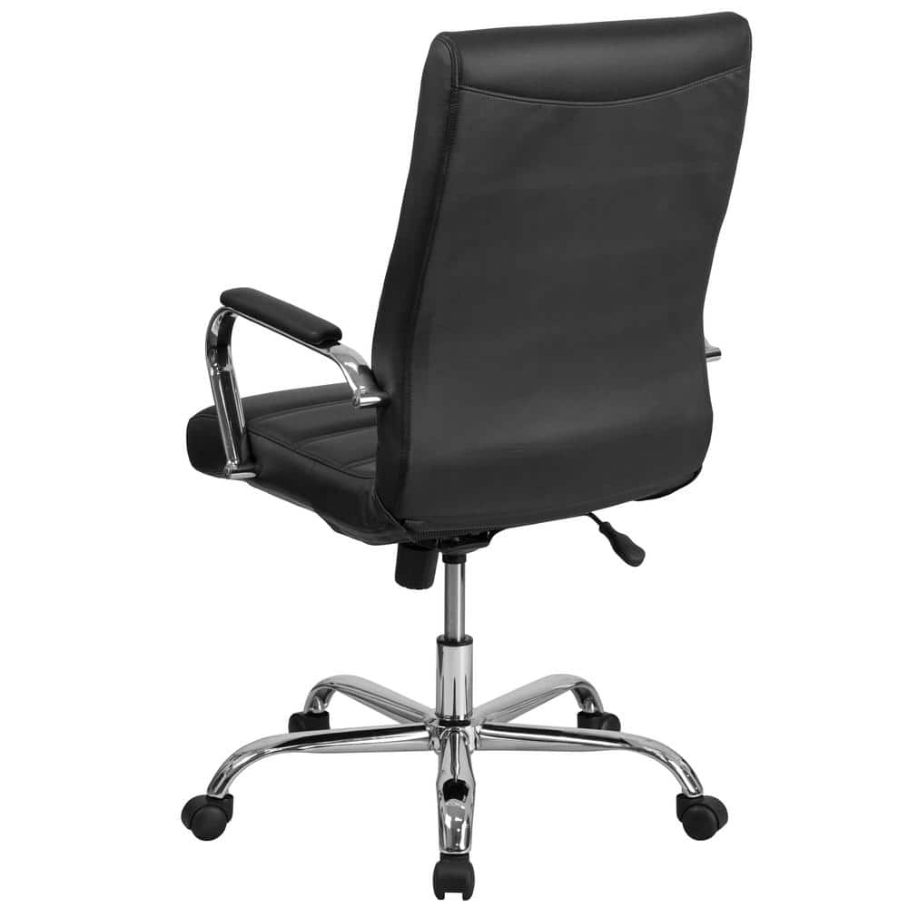 Elegant Black LeatherSoft High-Back Executive Swivel Chair with Metal Frame