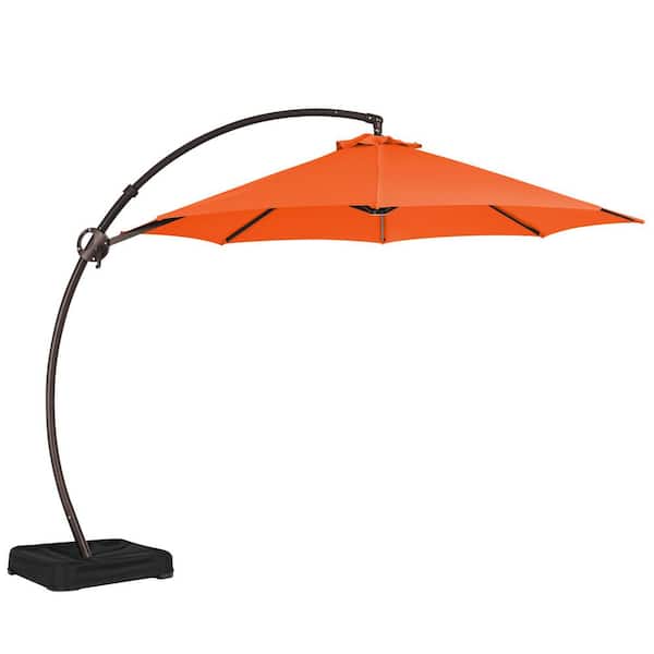 11 ft. Outdoor Cantilever Patio Umbrella with Tilt and Cover Offset Umbrella in orange