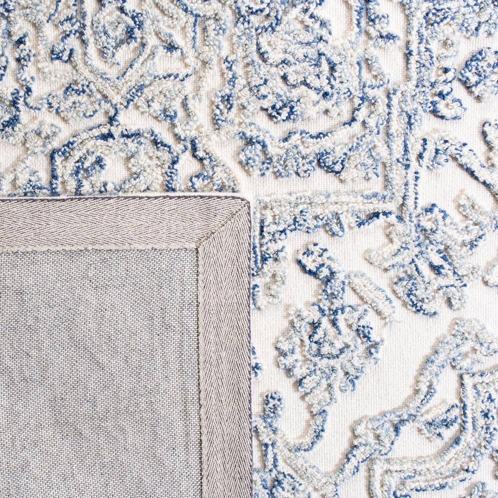 Elegant Hand-Tufted Wool Rectangular Rug in Ivory and Blue