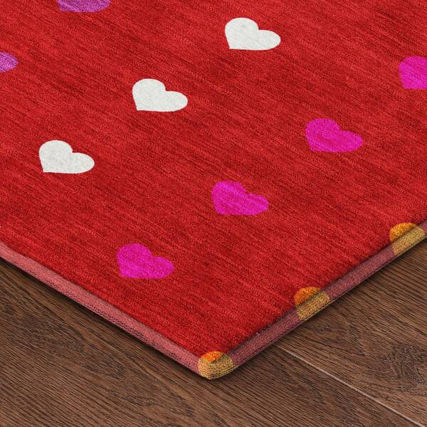 Mayfield Premium Machine Washable Abstract AMF2510 Red 3 ft. x 5 ft. Area Rug