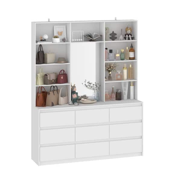 FUFU&GAGA White Wood 78.5 in. H Accent Storage Cabinet FUFU&GAGA White Wood 78.5 in. H Accent Storage Cabinet