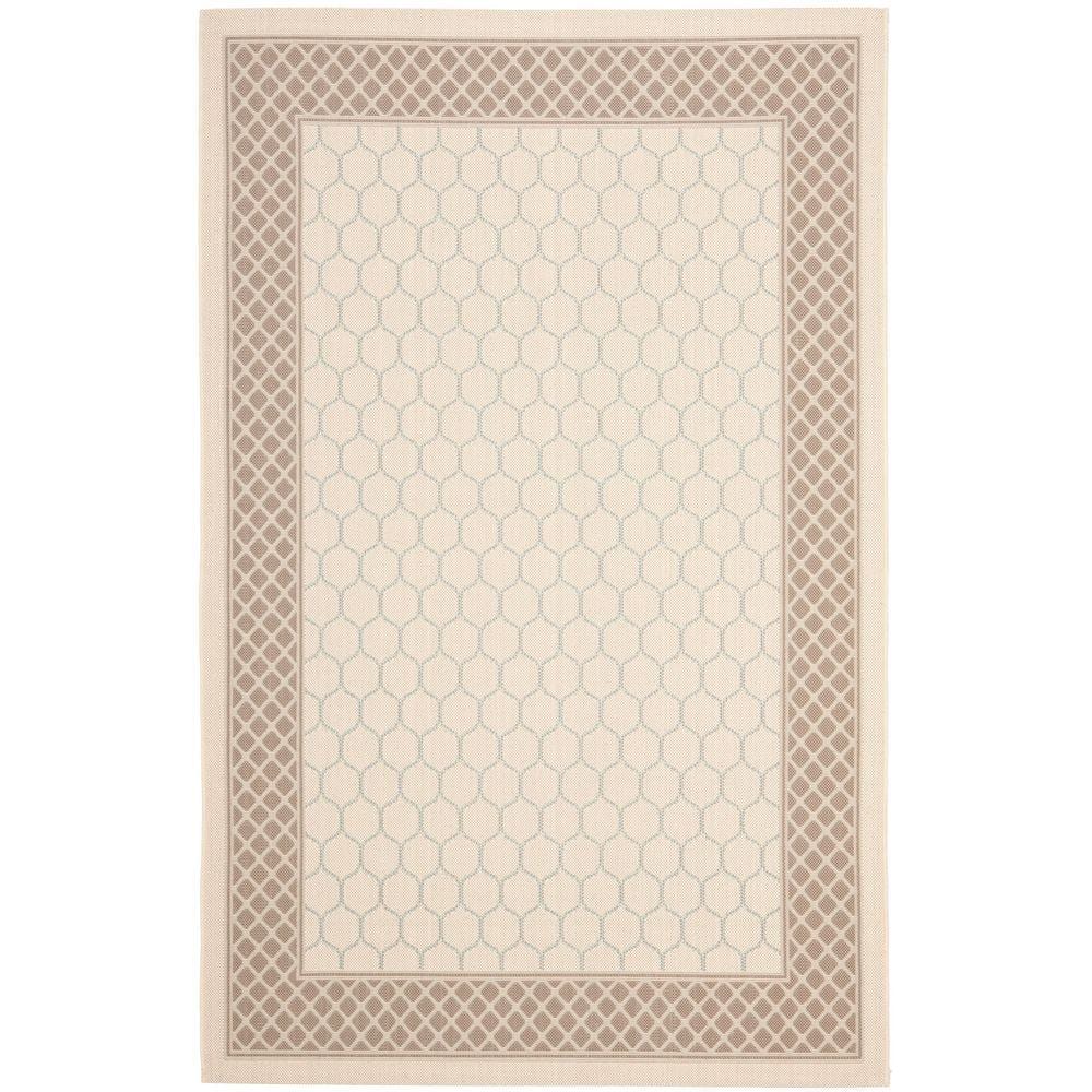 Beige Rectangular Easy-Care Synthetic 5' x 7' Area Rug