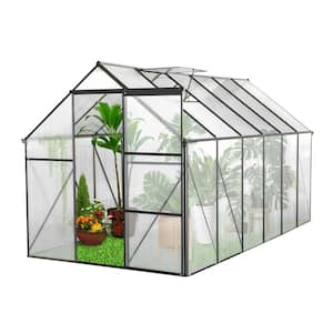 74.8 in. W x 146.06 in. D x 76.77 in. H Black Greenhouse Raised Base and Anchor Aluminum Heavy Duty Walk-In Greenhouses