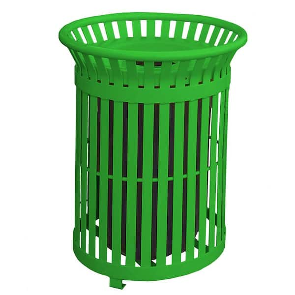 Paris 34 Gal. Green Steel Outdoor Trash Can with Steel Lid and