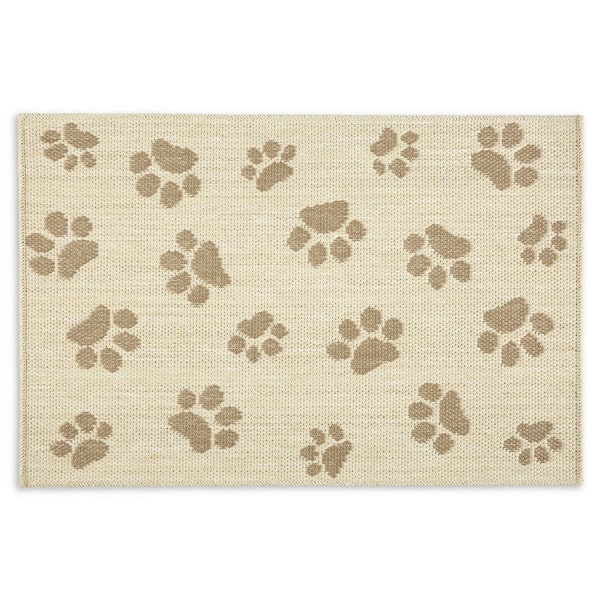 Home Dynamix Comfy Pooch Tan/Brown Paw 23.6 in. x 35.4 in. Machine Washable Kitchen Mat