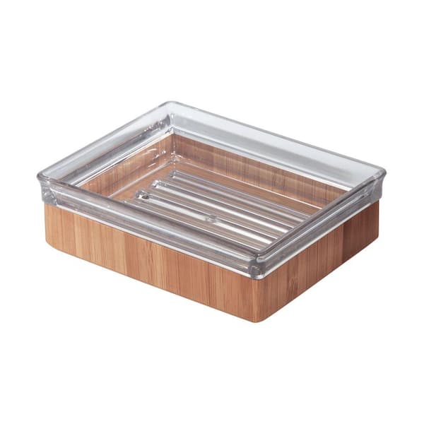 interDesign Formbu Countertop Soap Dish in Clear/Bamboo