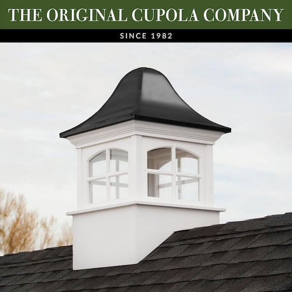 Greenwich 42 in. x 42 in. x 65 in. Vinyl Cupola with Black Aluminum Roof