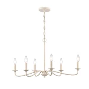 Quest 6-Light Antique White Transitional Chandelier with No Shades
