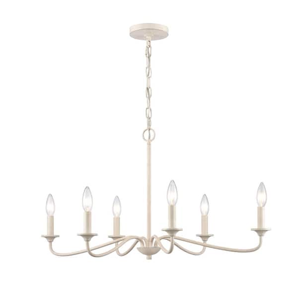 Titan Lighting Quest 6-Light Antique White Transitional Chandelier with No Shades