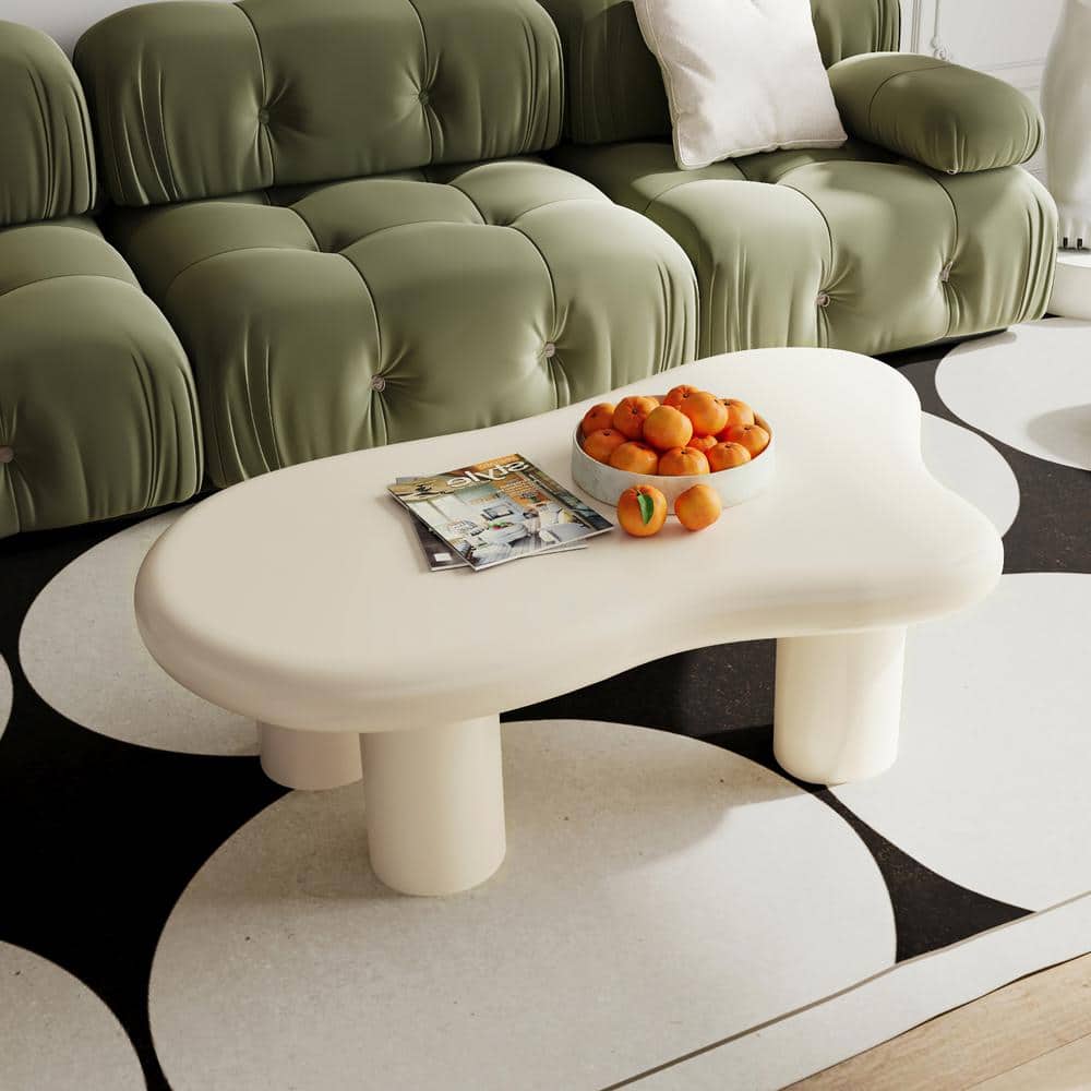 40 in. Beige Cloud Specialty Shaped MDF Coffee Table for Living Room
