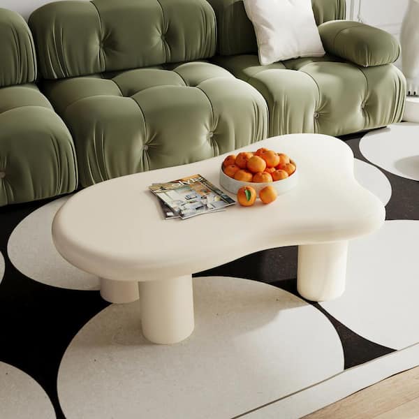 Unbranded 40 in. Beige Cloud Specialty Shaped MDF Coffee Table for Living Room