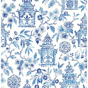 Blue Danson Peel and Stick Wallpaper Sample