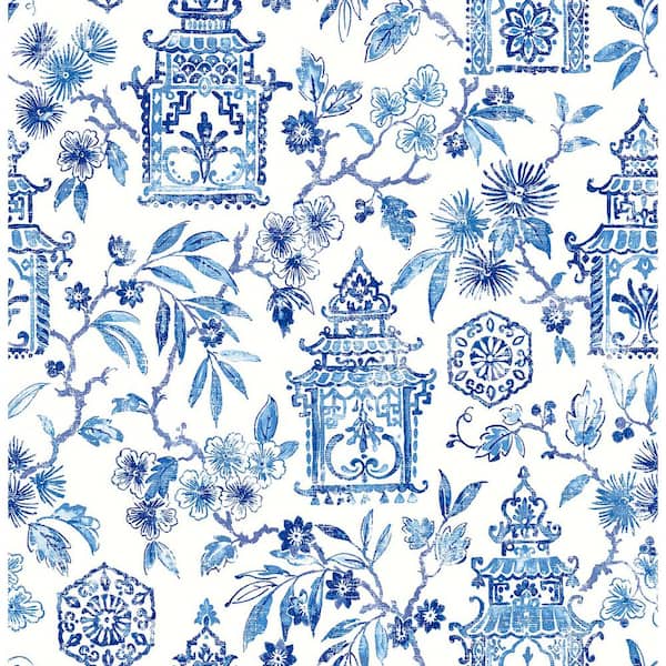 NuWallpaper Blue Danson Peel and Stick Wallpaper Sample